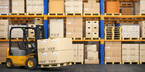 forklift truck in storage warehouse forklift