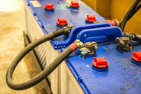 Close Up of Forklift and Pallet Stacker Singapore Battery