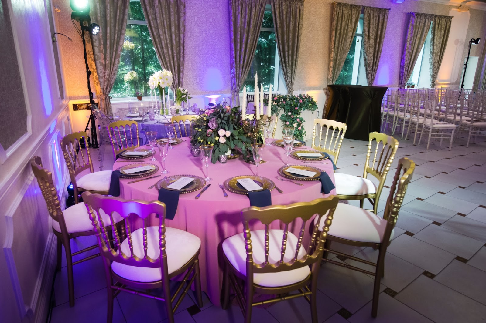 Corporate event venue with conference setup