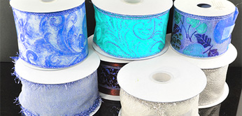 Ribbon shop Singapore showcasing wired ribbons for packaging