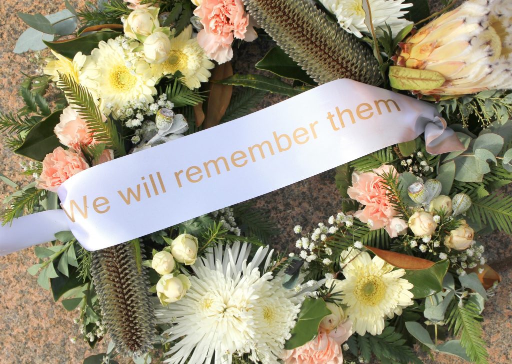 Custom ribbon printing on flower bouquets