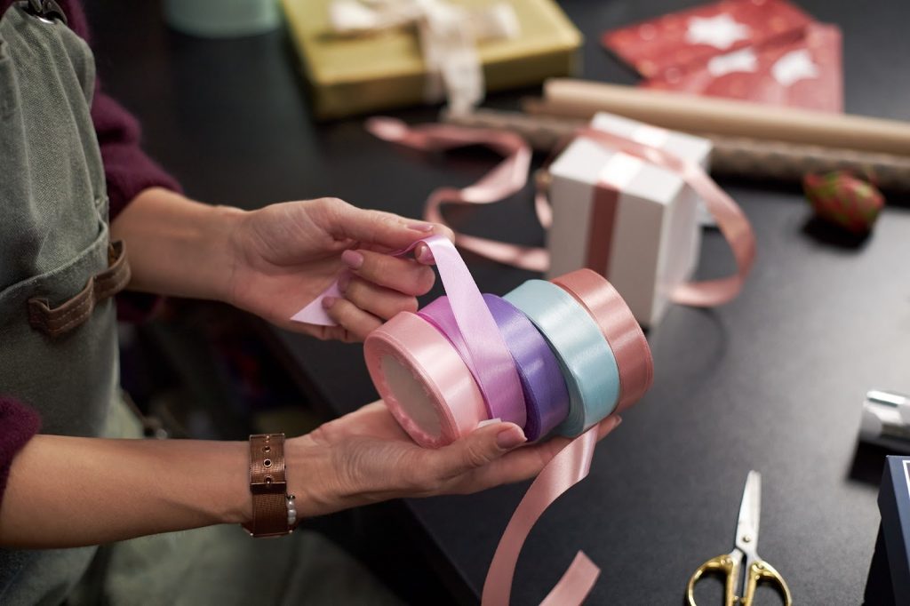 Satin customised ribbon for weddings and corporate events
