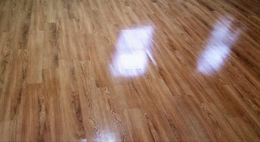 vinyl flooring cleaning and polishing using professional equipment