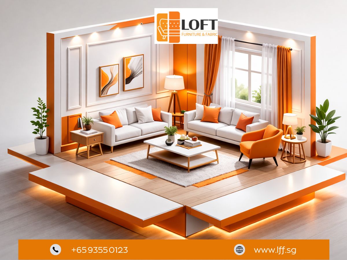 Home furniture upholstery in Singapore with custom fabric and cushion replacement