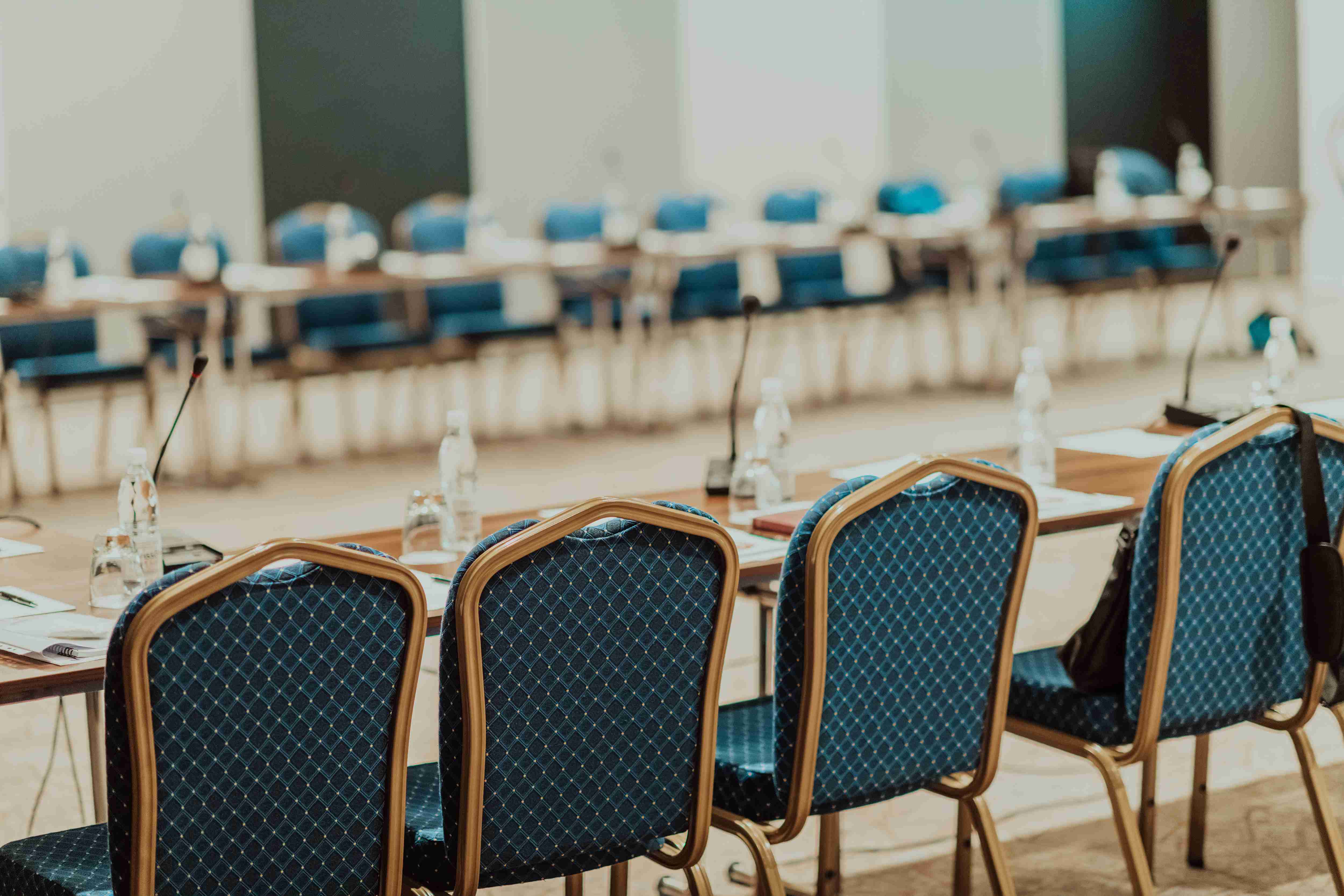Corporate event venue equipment including projector, sound system and presentation facilities