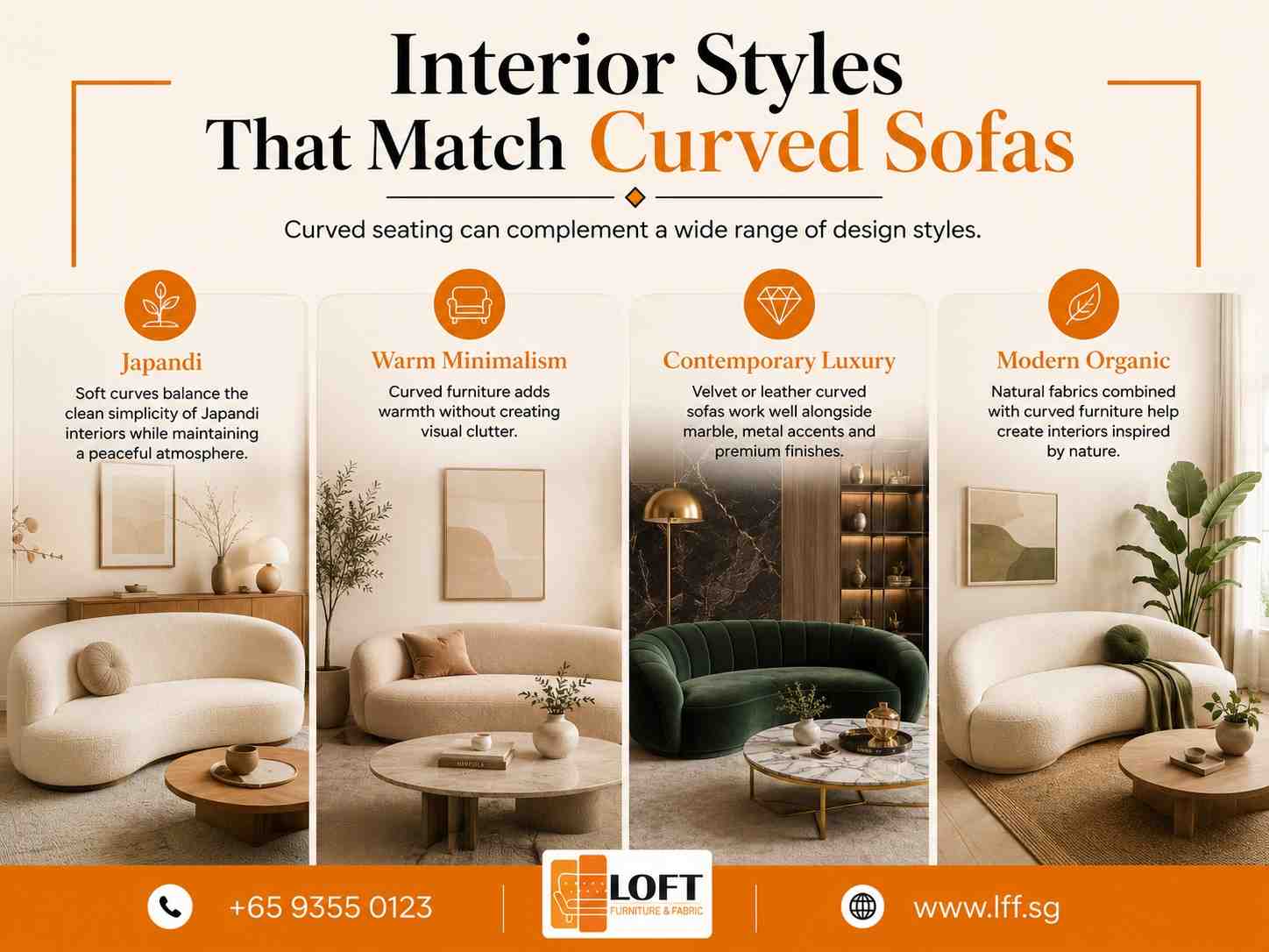 Custom couch reupholstery in Singapore at Loft Furniture, tailored upholstery for sofas with natural colour palettes 