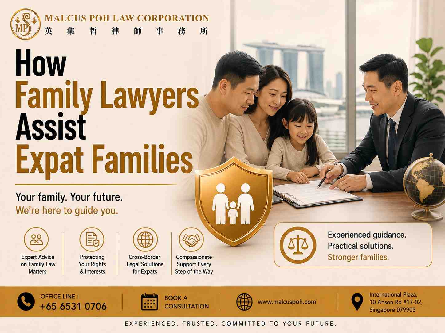 The lawyer for divorce in Singapore at Malcus Poh Law Corporation assists the family