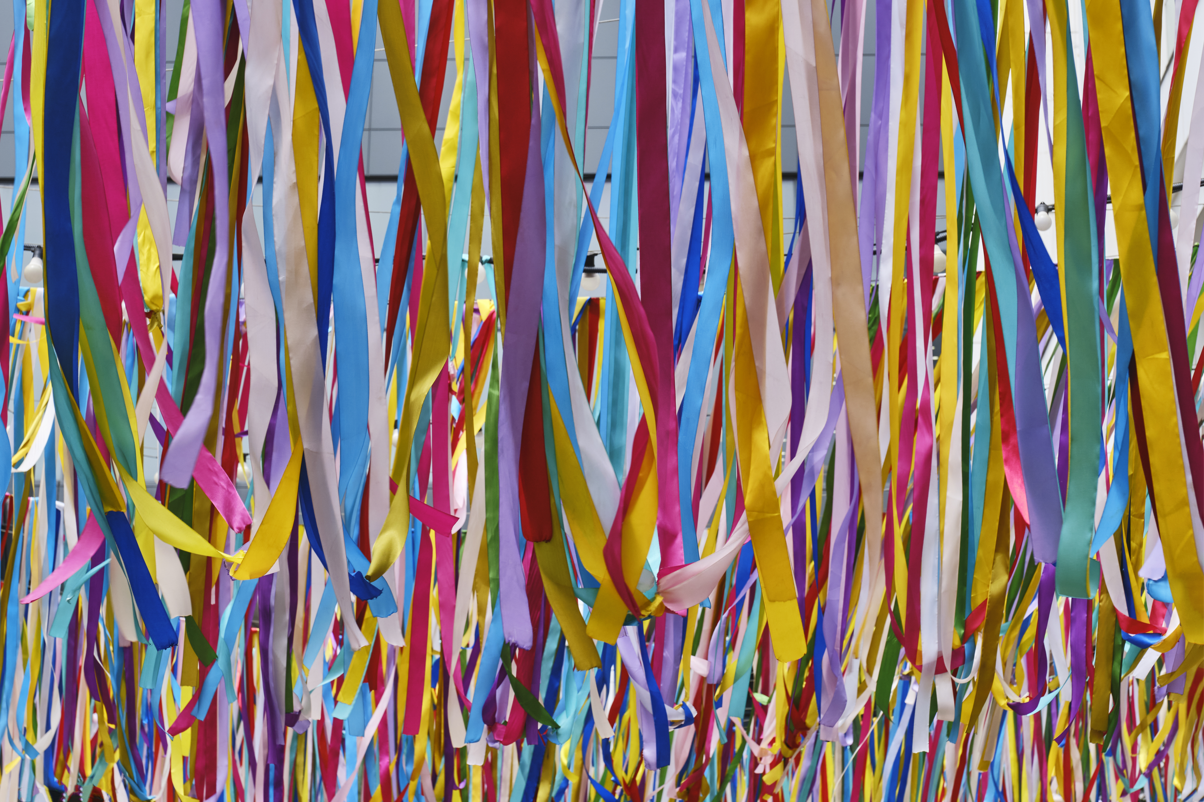 Elegant party backdrop designed with nylon satin ribbon in Singapore