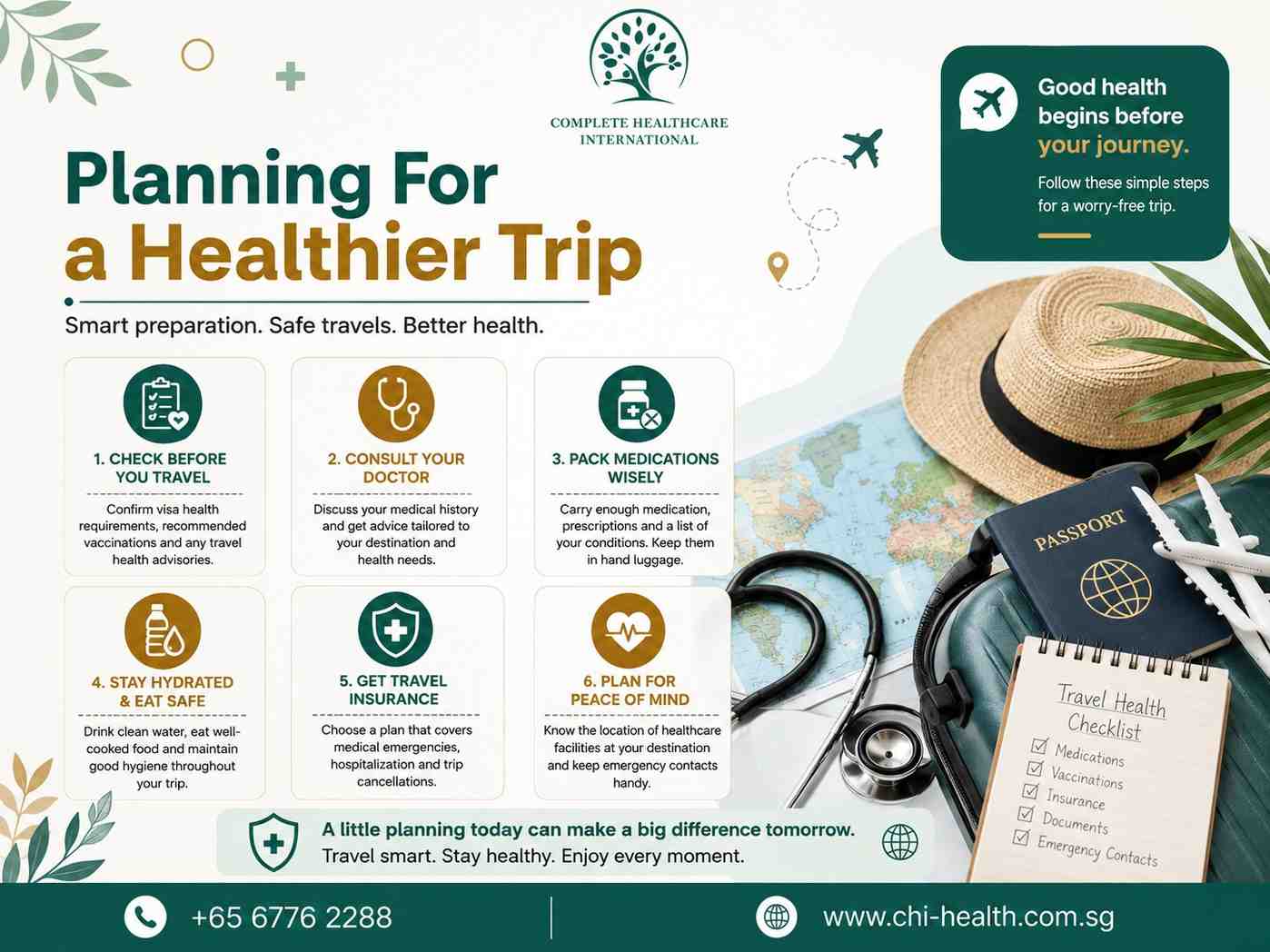 Doctor consultation at CHI Health Singapore providing travel health advice and pre-trip medical guidance for expats
