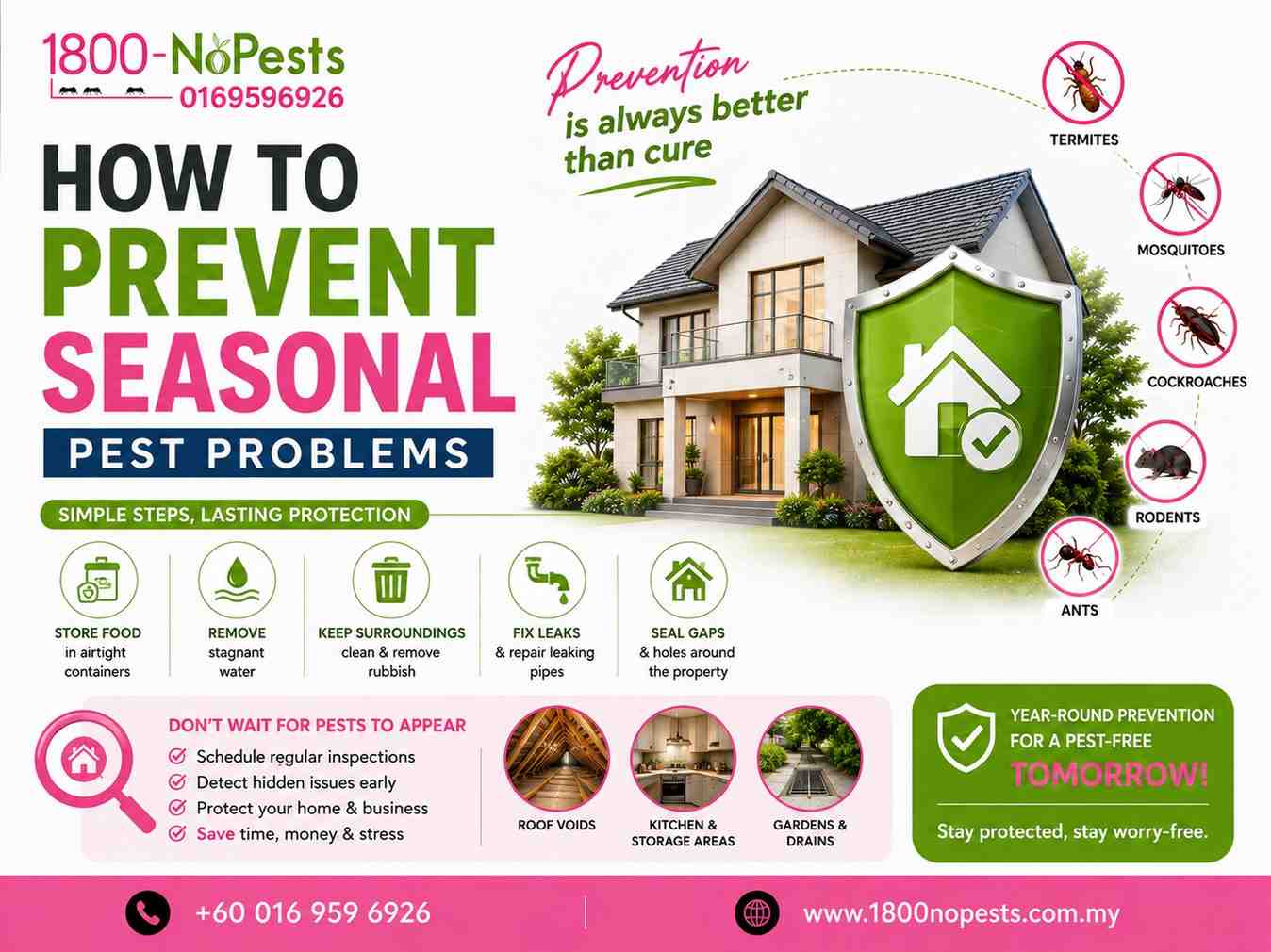 Prevent pest problems in Malaysia with professional pest control services by 1800NoPests