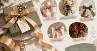 Wired ribbon formed into decorative loops for a floral arrangement